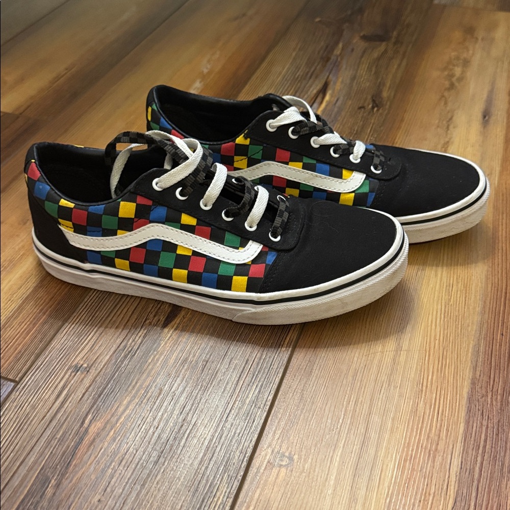 Vans Old Skool Rainbow Checkered Sneakers Youth 6.5 or women’s 8 - Picture 5 of 7